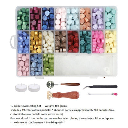 Organized 19-color sealing wax bead assortment