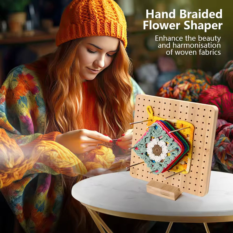 Wooden crochet blocking board kit components
