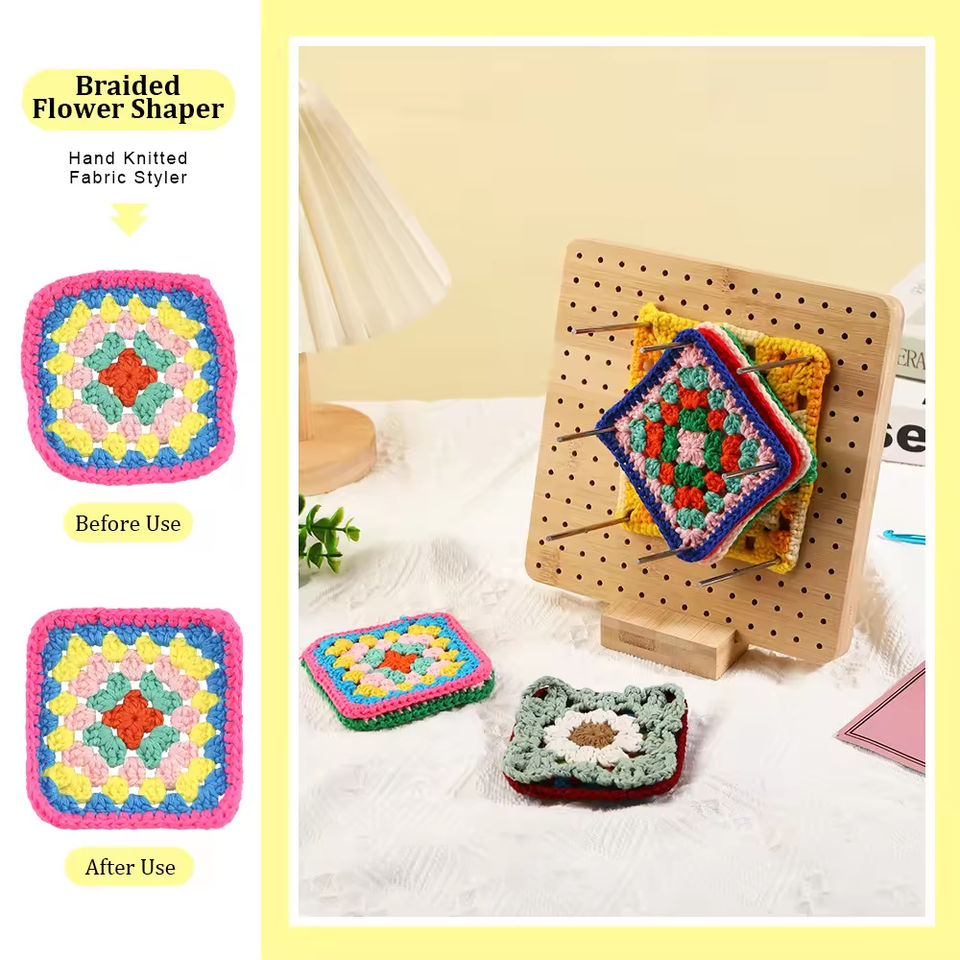 Steel pins and accessories for crochet blocking board